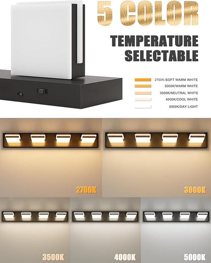 VOLISUN 5CCT Bathroom Light Fixtures Over Mirror, Dimmable, 360°Rotatable Head, 30 inch, 4 Light Bathroom Vanity Light Fixtures, Black LED Vanity Lights for Bathrooms-ETL Certificated