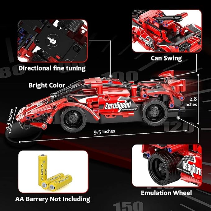 SpringFlower STEM Building Blocks Toys Gifts for Age 6 7 8 9 10 11 12 Boys and Girls DIY Building Bricks STEM Engineering Construction RC ToyRacing Car with Remote Control