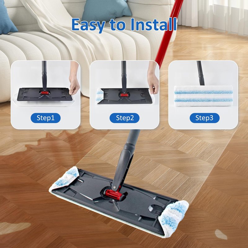Jikefa 4 Pack Mop Replacement Pads: Compatible with O Ceda H2prO Flat Mop System, Microfiber Mo p Head Replacements, Flat Floor Mop, Washable & Reusable Pad Refills