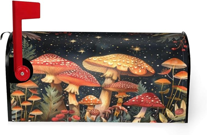 DADABULIU Mailbox Covers Mushroom Forest Vintage Magnetic Letter Post Box Cover Standard Size 25.5 x 21 Inch Garden Yard Home Decorative