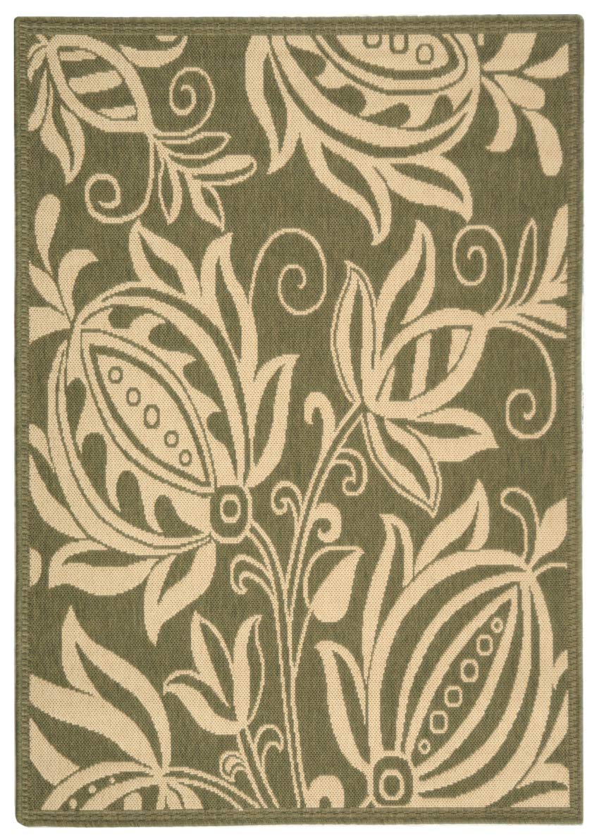 SAFAVIEH Washable Rug Outdoor Courtyard Collection - 2'7" x 5', Olive & Natural, Non-Shedding & Easy Cleaning, Ideal for Patio, Backyard, Mudroom (CY2961-1E06)