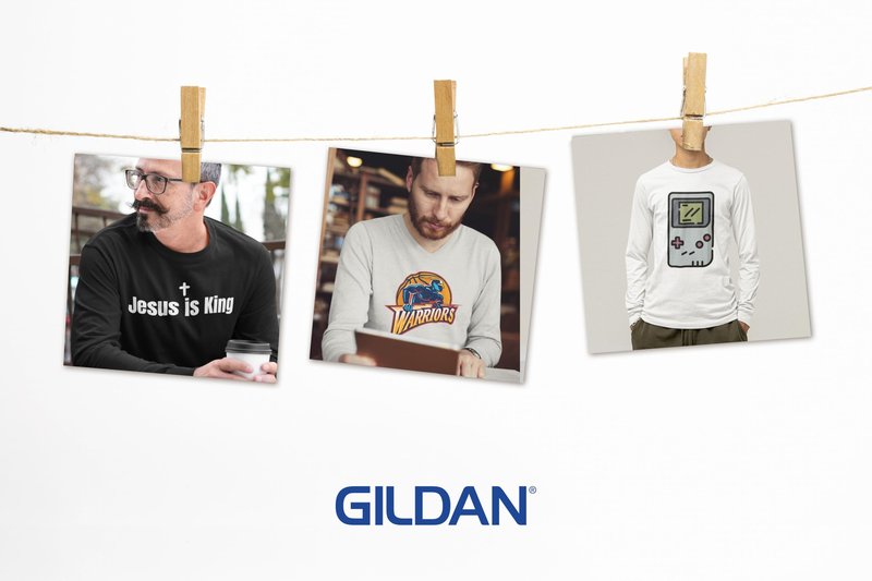 Gildan Custom Long Sleeve T-Shirts - Personalized Heavy Cotton Crewneck Tee Unisex Men Women Adult - Add Your Image, Text & Photo - Customized Long Sleeve Tee Shirts for Men, Women - XX-Large White
