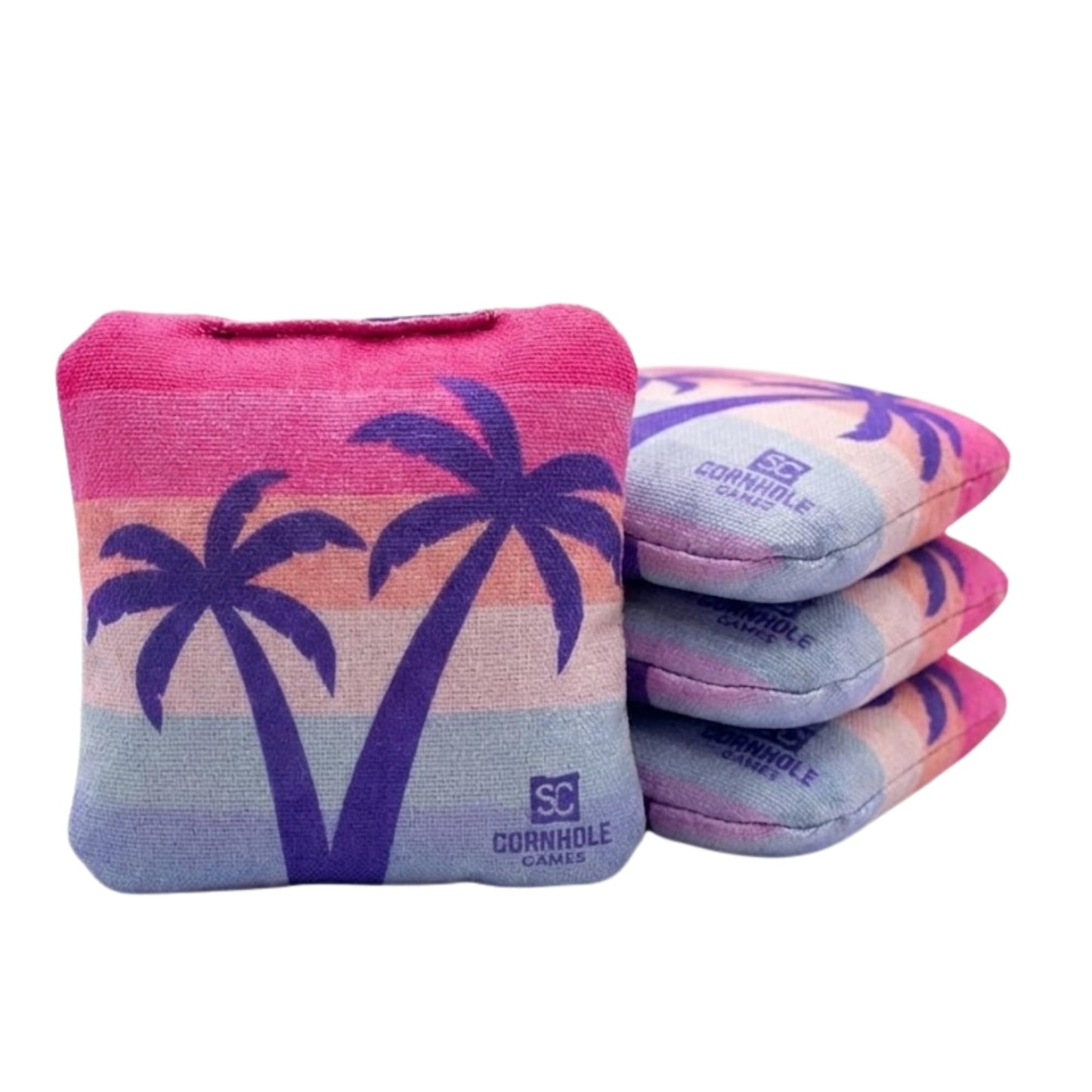 SC Cornhole Games Professional Dual Sided Cornhole Bags- 16 oz 6x6 w/Premium Resin Fill - Official Tournament Slide/Stick Pro Bean Bags - Regulation/Approved (Tropical/Retro Beach)