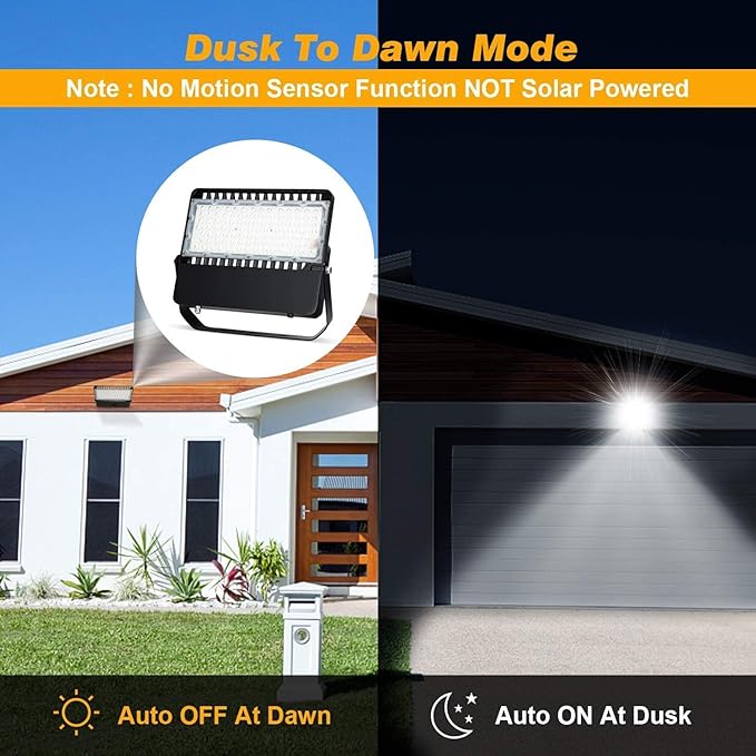 Juyace 240W Led Flood Light Dusk to Dawn Outdoor Lighting 5000K IP65 for Commercial Building Parking lot Farm Yard Exterior Area