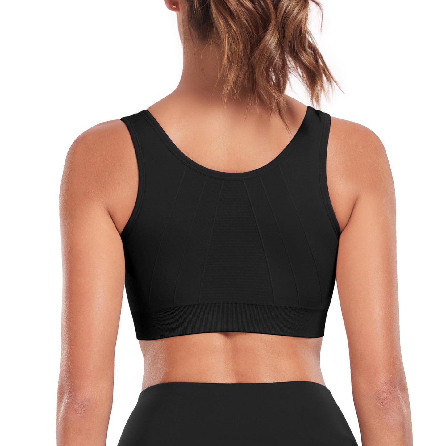Women's Zip Front Sports Bra Wireless Post Surgery Bra Zipper Closure Bras Padded Surgical Bra Racerback Workout Bras Active Yoga Sports Bra Zipped Bra Post Op Bra