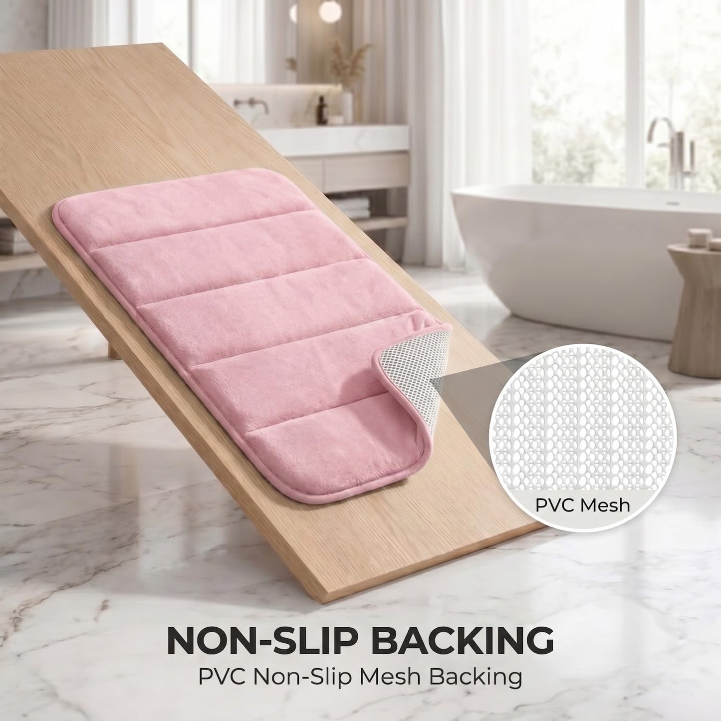 AINAHYVA Bathroom Rugs Set 3 Piece, Memory Foam Bath Rugs, Non Slip Washable Bathroom Rug Set, Extra Soft Absorbent Bath Mats with U-Shaped Toilet Rug, Pink