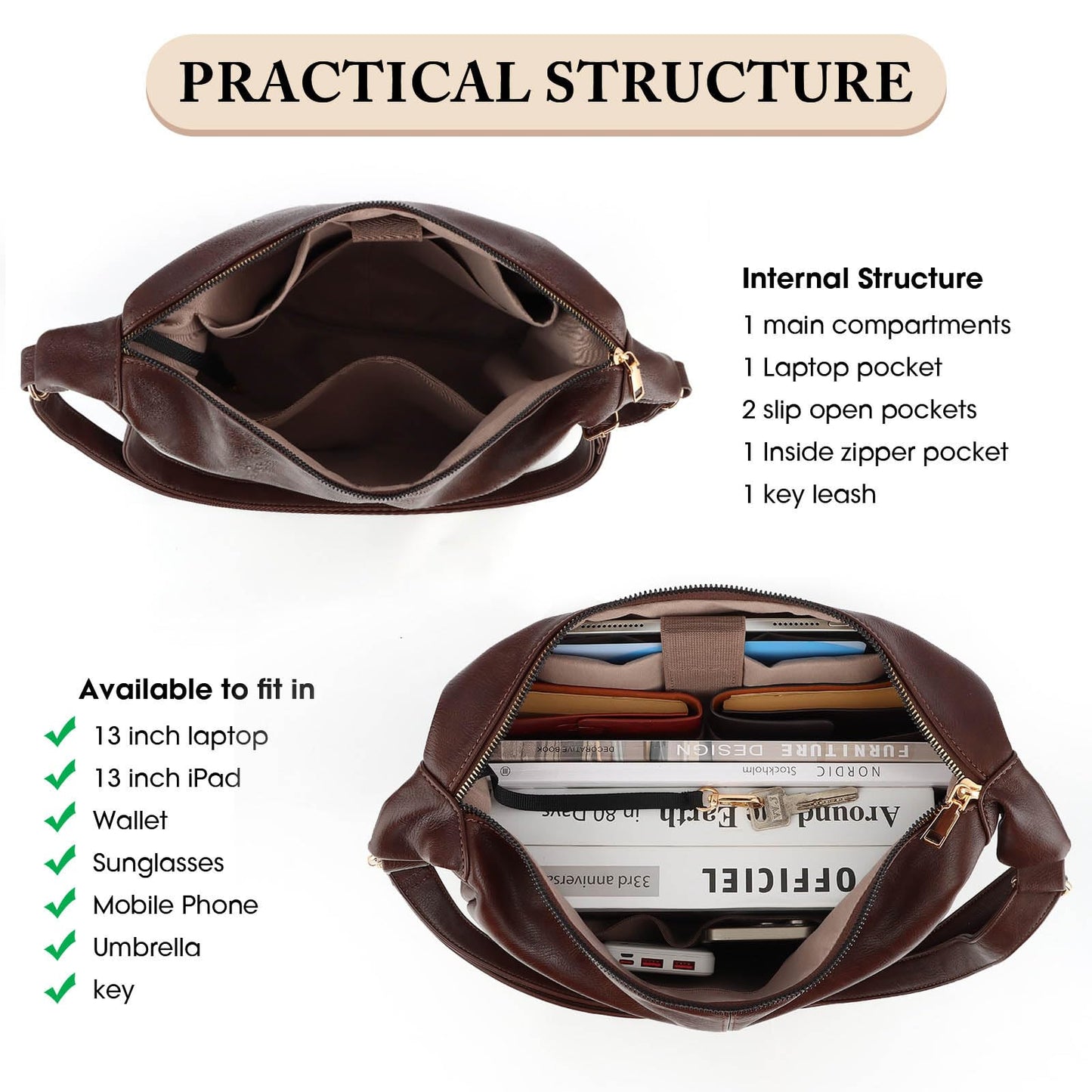 Hobo Bags for Women, Soft Leather Women Crossbody bag, Stylish Slouchy Shoulder Bag Purses for Women
