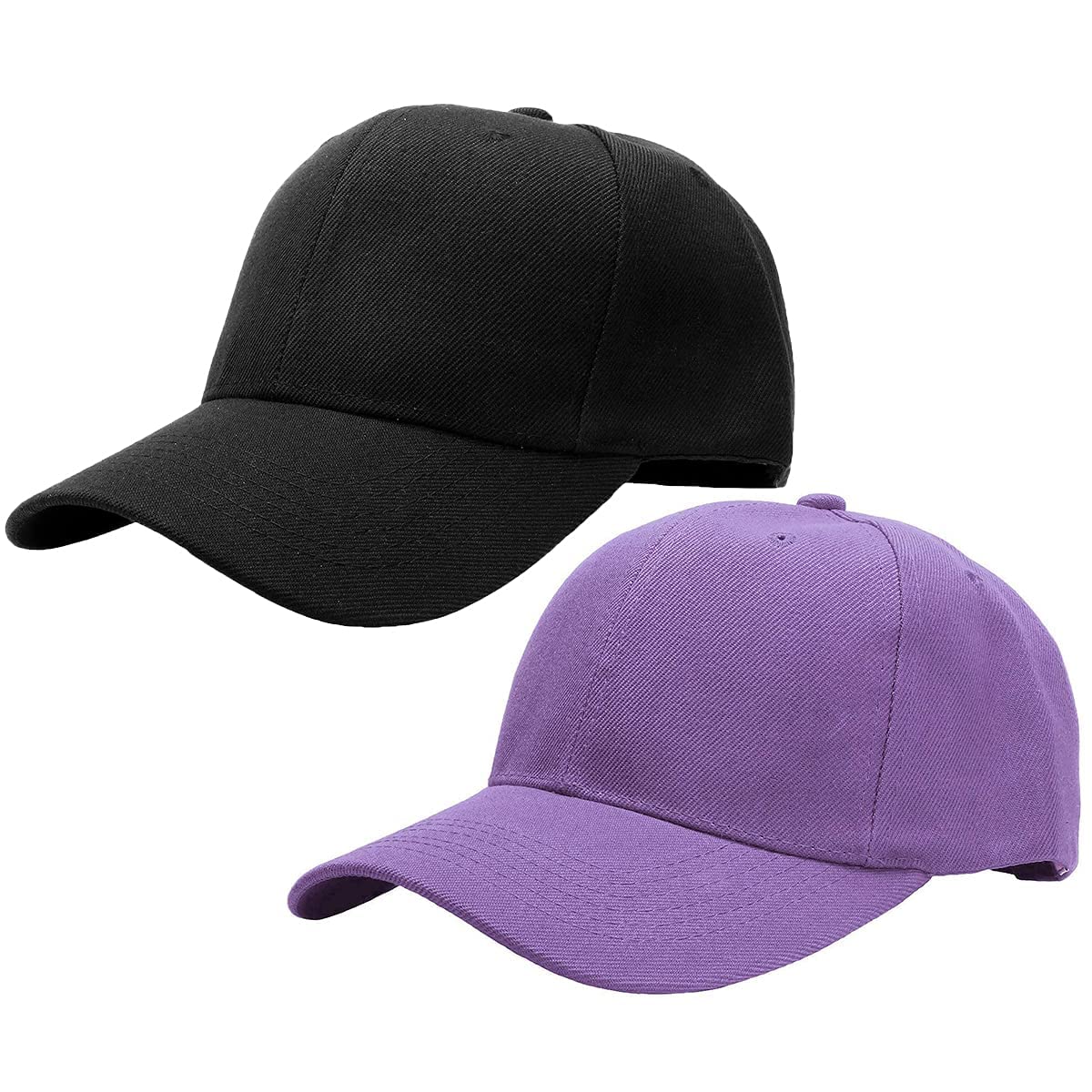 Falari Baseball Cap Adjustable Size for Running Workouts and Outdoor Activities All Seasons (2pk Black & Lavender)