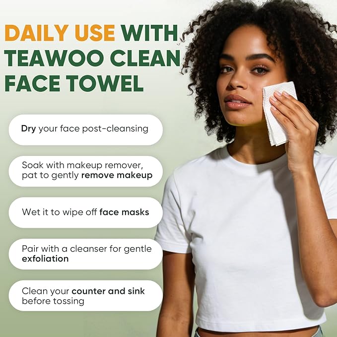 Face Towels Disposable, 100% Viscose Fiber Double-Sided Facial Towelettes