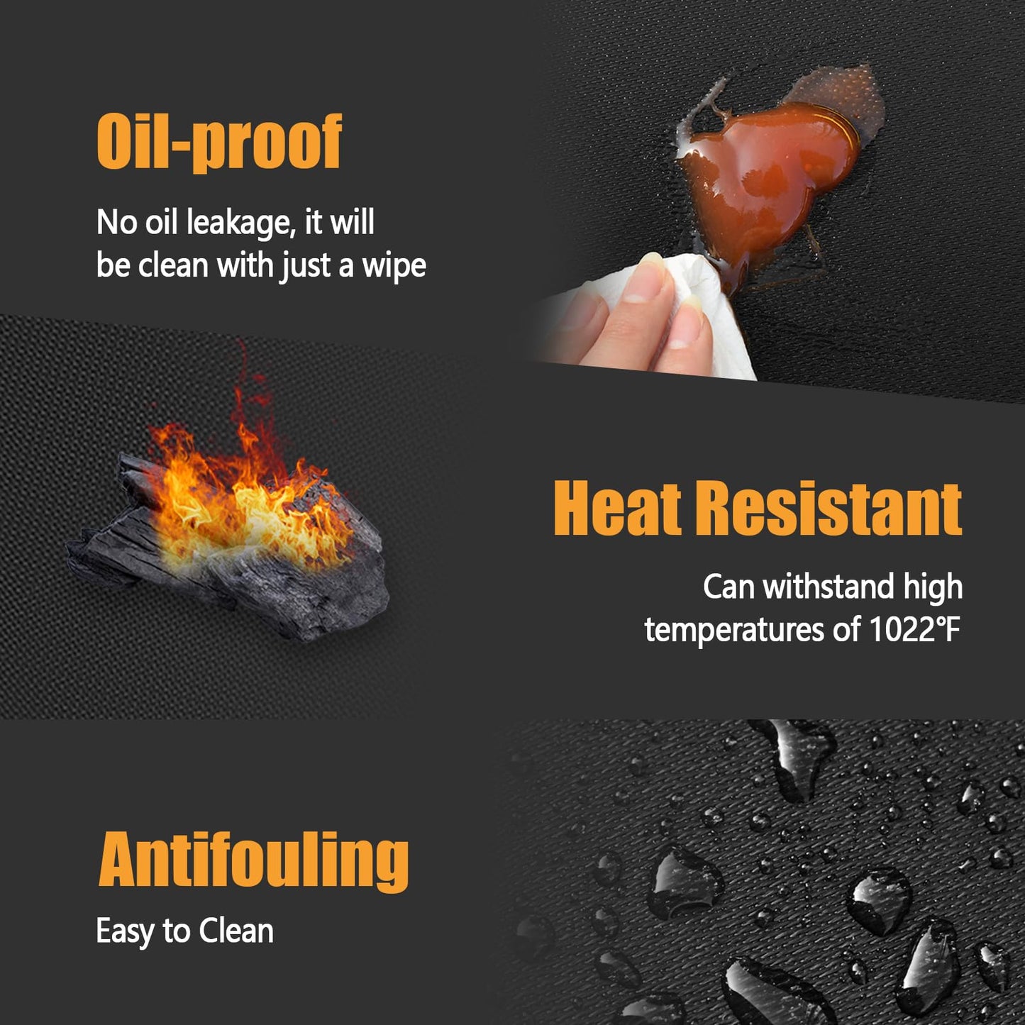 Heat Resistant Mat for Countertop, 16x20in Hot Pads for Kitchen Counter Heat Protector, Fireproof Air Fryer and Deep Fryer Mat for Oven, Coffee Machine Compatible with Ninja, COSORI, Cuisinart, Black