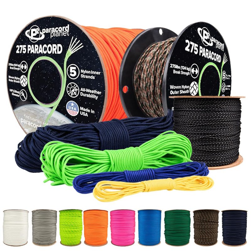 Paracord Planet 275lb Paracord – 3/32 Inch (2.38 mm) Nylon Crafting Cord with 5 Strand Inner Core – Purple Camo (250 ft)