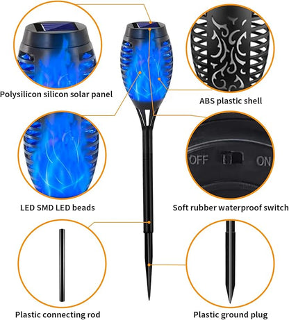 Swingers Solar Lights Outdoor,Solar Torch Lights with Flickering Flame,Waterproof Outdoor Garden Lights (12, Blue)