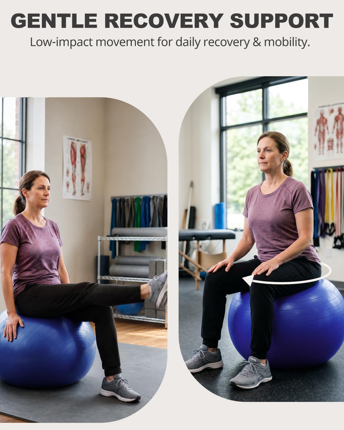 Trideer Exercise Ball for Yoga, Pilates & Fitness – Stability Ball Equipment for Home Gym & Office Chair, Core & Balance Training Accessories, Physical Therapy Equipment, Quick Pump Included, 5 Sizes