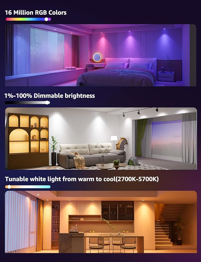 Lepro BG1 AI GU10 Smart Bulb - RGBCW Dimmable Color Changing LED Bulbs Works with Alexa & Google Assistant, Personalized Al Lighting Designer, Voice Control via App, Music Sync, 2.4G WiFi Only, 4 Pack