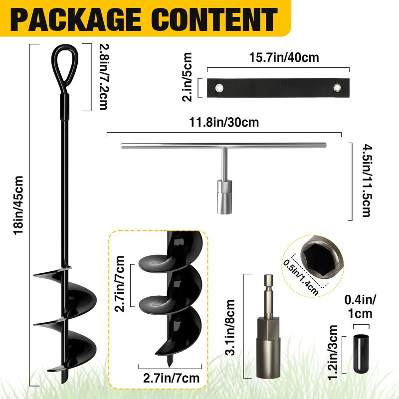 MIXC 18 Inch Heavy Duty Ground Anchors Screw in, 4 Pack Spiral Trampoline Stakes with Straps, Drill Adapter and Upgraded T-Wrench, 2.76'' Wider Blades for Swing Set, Shed, Carport, Mobile Home