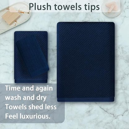 Blue Towels Set for Bathroom, Luxury 3 Piece Gift set, 100% Cotton | Quick Dry