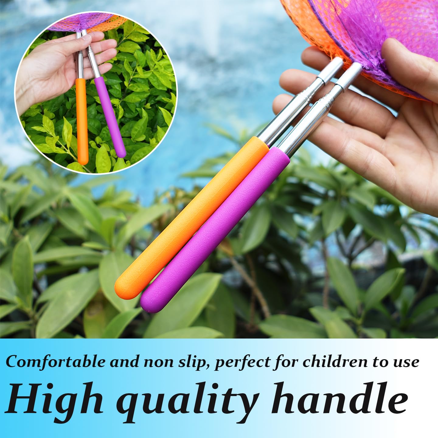 2 Pack Insect Catching Nets, Telescopic Stainless Steel Pole, Fishing Nets,Butterfly Nets, Nature Exploration Toys for Kids Outdoor Playing
