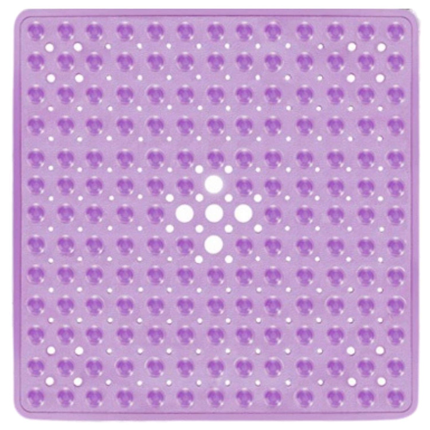 ENKOSI Square Anti Slip Shower Mat - 21x21 Clear Purple, Ideal for Elderly - No Slip, Nonslip