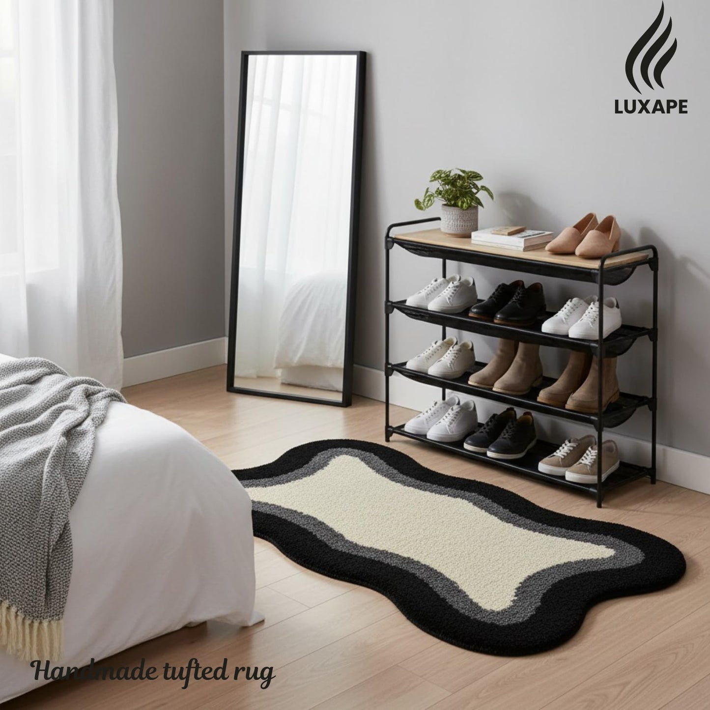Luxape Cloud Rug - Black Fun Bathroom Decor - Irregular Shape - Handmade & Premium- 28in (70cm) - Hypebeast Room - Bathroom Bedroom, Children Bedroom - Aesthetic Room Decor Rugs