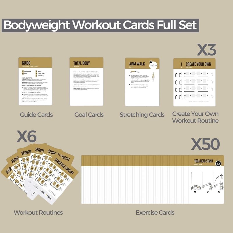 Suspension Training Cards Set - 50-Exercise Fitness Deck for Home & Gym | Customizable Workouts for All Levels