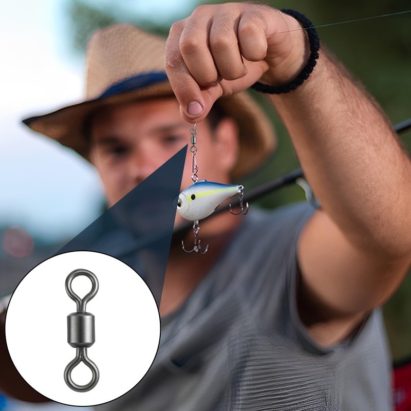SynHHergyx 100 Pack Micro Swivels for Fly Fishing, Small Fishing Swivels Rolling Barrel Swivels Fly Fishing Tackles, High Strength Barrel Swivel Hook Line Connector with Black Coating