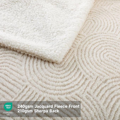 Heated Blanket Queen Size - 84"x90" Cozy Soft Jacquard Heating Blanket with 4 Heat Levels & 10 Hours Auto-Off, Jacquard Fleece, Overheating Protection, Warm Gifts, Cream