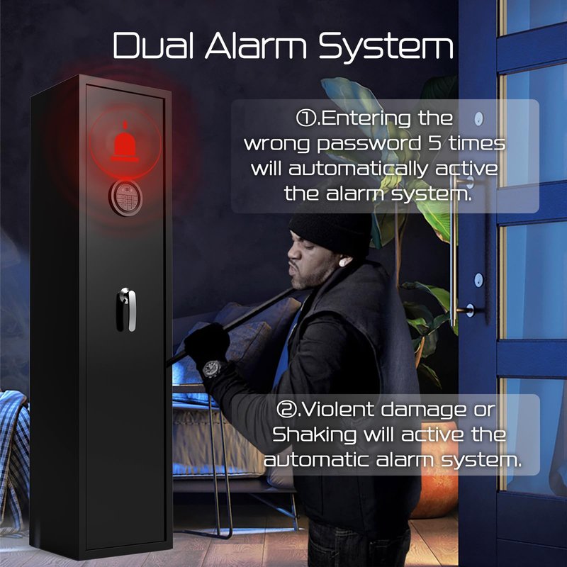 ANXINWEI 8-10 Gun Safe, Dual Alarm Gun Safe for Rifles and Pistols, No Assembly Gun Cabinets for Rifles And Shotguns, Quick Access Rifle Safes for Home