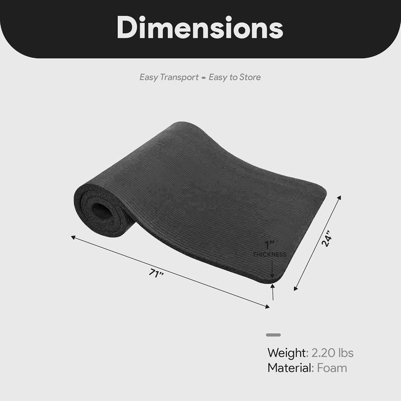 Extra Thick Yoga Mat - 1-Inch High Density Anti-Tear Design | Versatile for All Yoga Styles, Multiple Colors Available