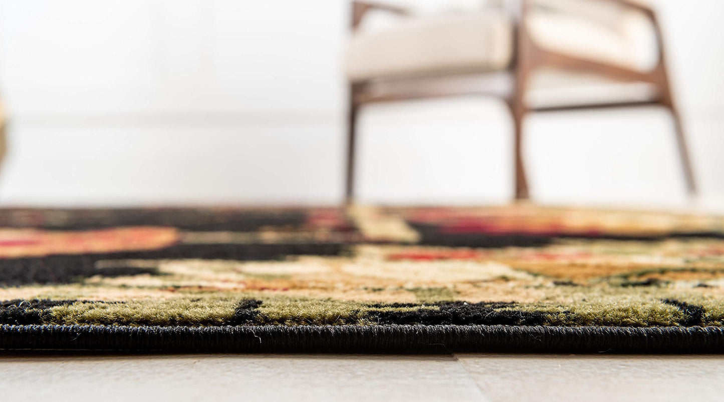 Unique Loom Barnyard Collection Area Rug - Farm (4' 1" Round, Black/ Cream)