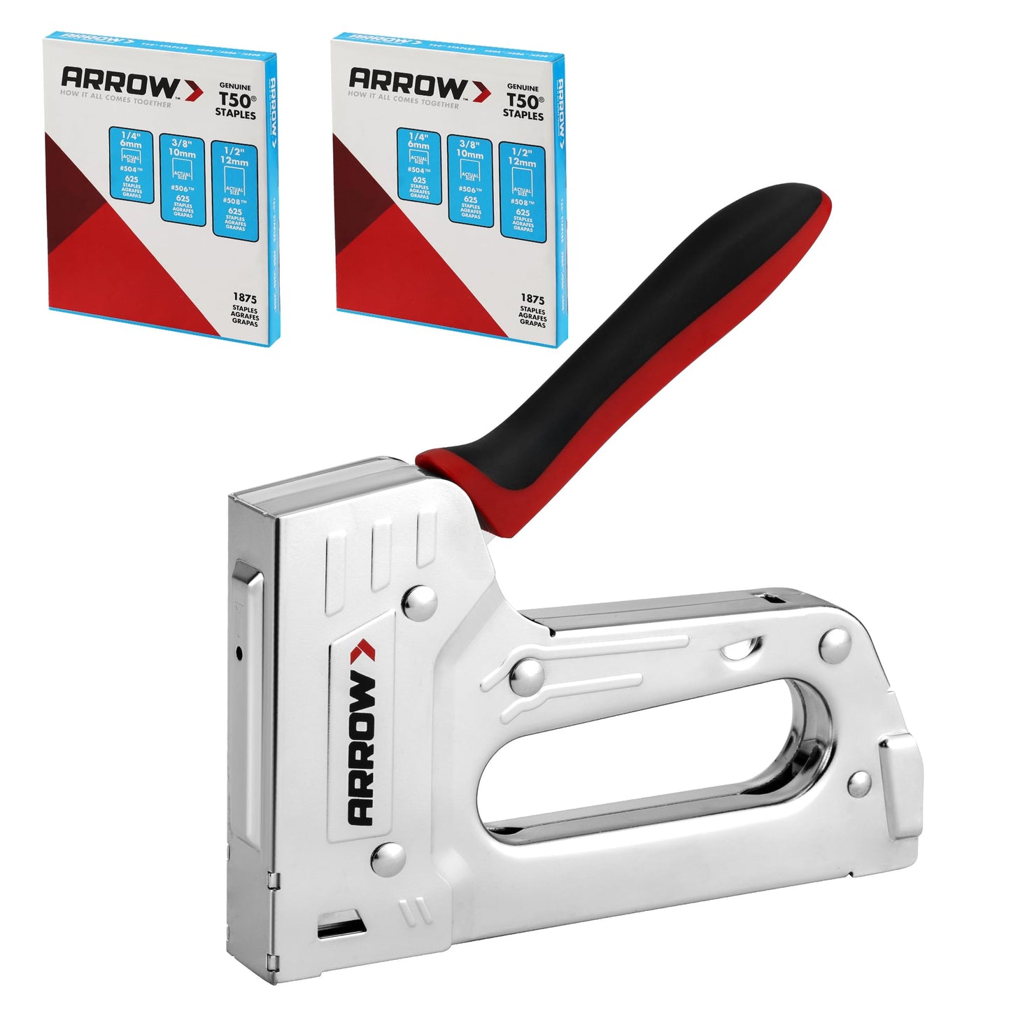 Arrow T55BL Staple Gun Kit, Heavy Duty Manual Stapler with 3750 Pieces T50 1/4", 3/8", 1/2" Staples, Soft Rubber Grip, for Upholstery Professional Projects