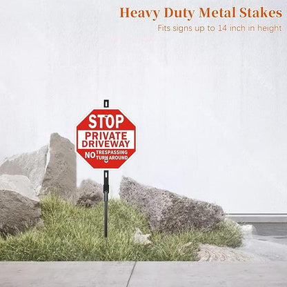 2 Pack 36 Inches Metal Yard Sign Stakes, Sturdy Black Yard Sign Holder for Outdoor Lawn Garden, Waterproof and Rustproof, Easy to Mount, Fits 10x14 Inch Signs (not included)