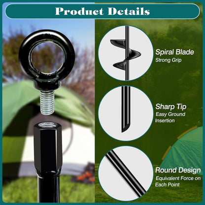 6 Pcs 30 Inch Auger Earth Anchor Shed Anchor Kit Spiral Blade Heavy Duty Shed Anchors Wind Stakes for Trailer, Shelters, Tents, Canopies, Trapping, Swing Sets