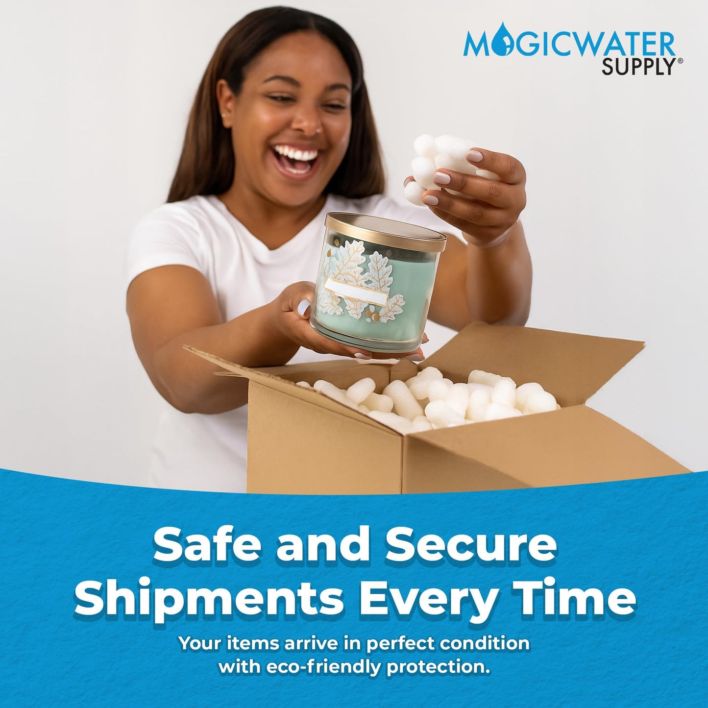 MagicWater Packing Peanuts for Shipping - 3.5 Cu Ft - Bio Tube Recycled Compostable & Biodegradable Void Filler - Cushion for Shipping Packaging - Dust-Free & Abrasion Resistant - Non Styrofoam