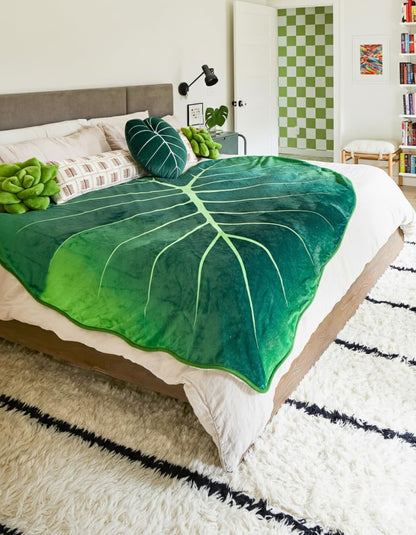 Green Philosophy Co. Monstera Leaf Pillow - Mossy Earth - Large Soft Plant-Shaped Plush Cushion for Couch, Bed, or Reading Nook - Cute & Unique Nature-Inspired Decor Super Soft & Cuddly Throw Pillow