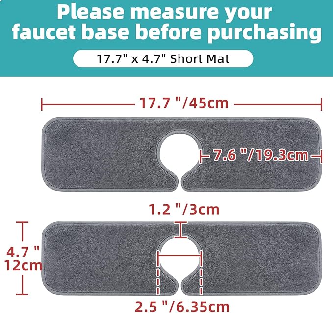 PoYang 2 Pack Faucet Mat for Kitchen Sink Splash Guard Short: Super Absorbent