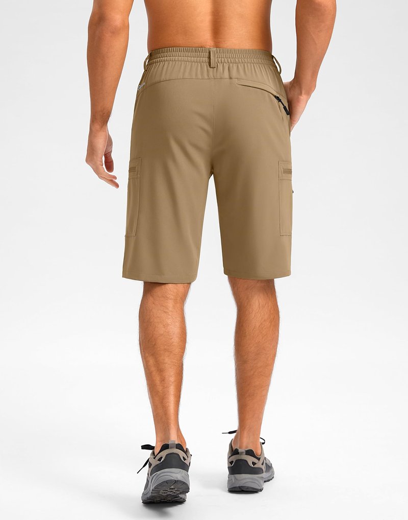Pudolla Men's Hiking Shorts 11" Lightweight Cargo Work Shorts for Men Summer Travel Golf Casual Outdoor with 5 Pockets(Dark Khaki XX-Large)