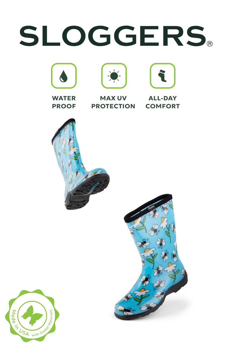 Sloggers Waterproof Garden Rain Boots for Women - Cute Mid-Calf Mud & Muck Boots with Premium Comfort Support Insole, (Chickens Barn Red), (Size 10) - Made in USA with US and Imported Parts