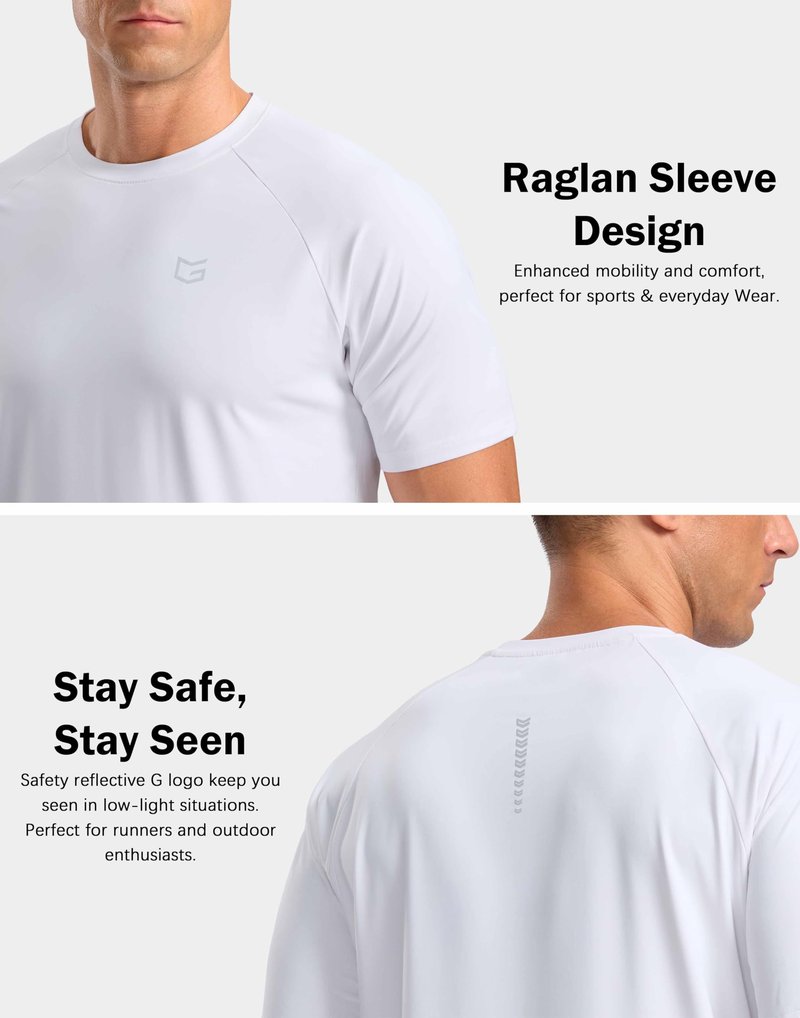 G Gradual Men's Athletic Workout T-Shirts Moisture Wicking Cooling Running Shirts Short Sleeve Performance Tee for Gym Tennis(White,S)