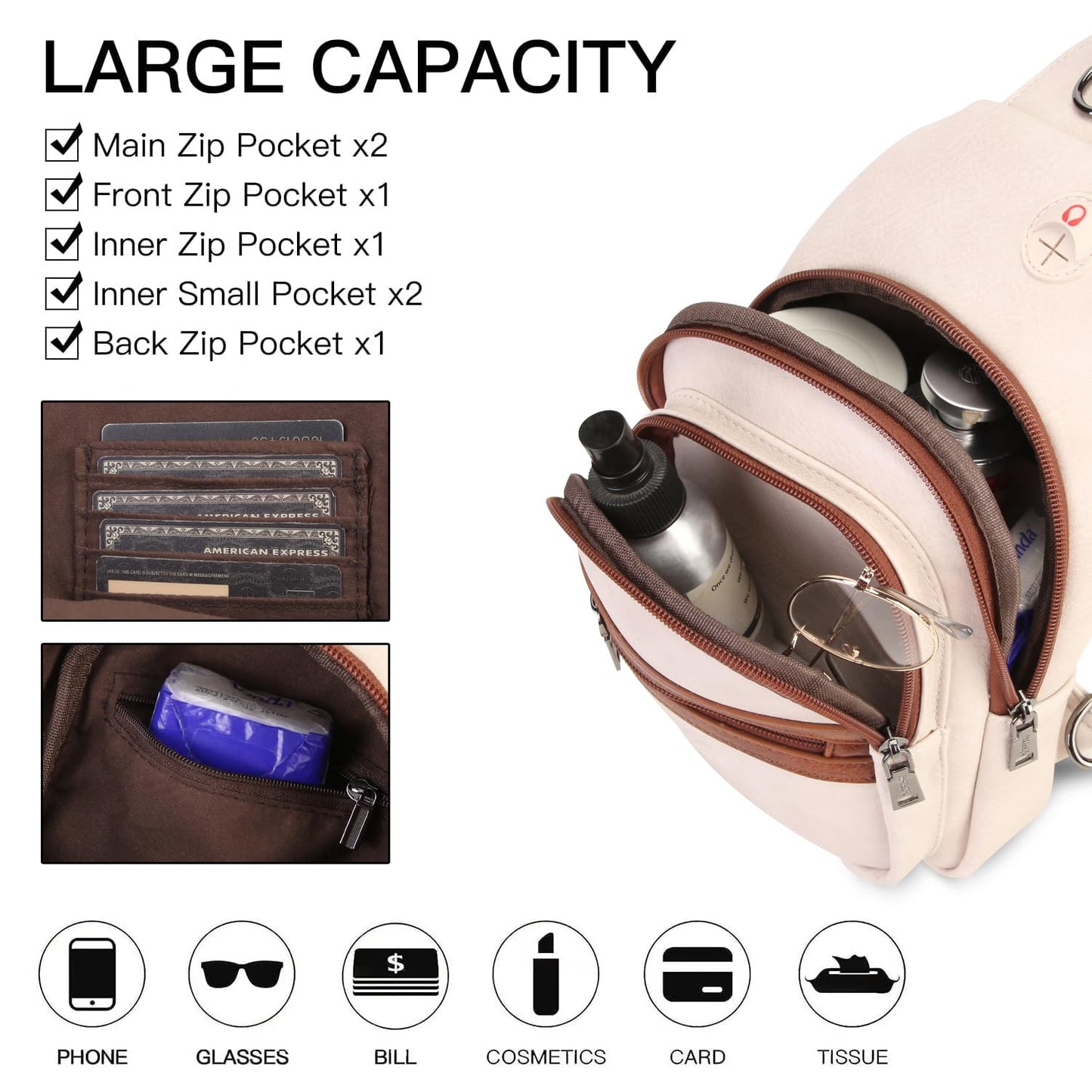 HiChiclife Sling Bag for Women Crossbody Bags for Women Trendy Crossbody purse Fanny Pack Chest Bag for Travel