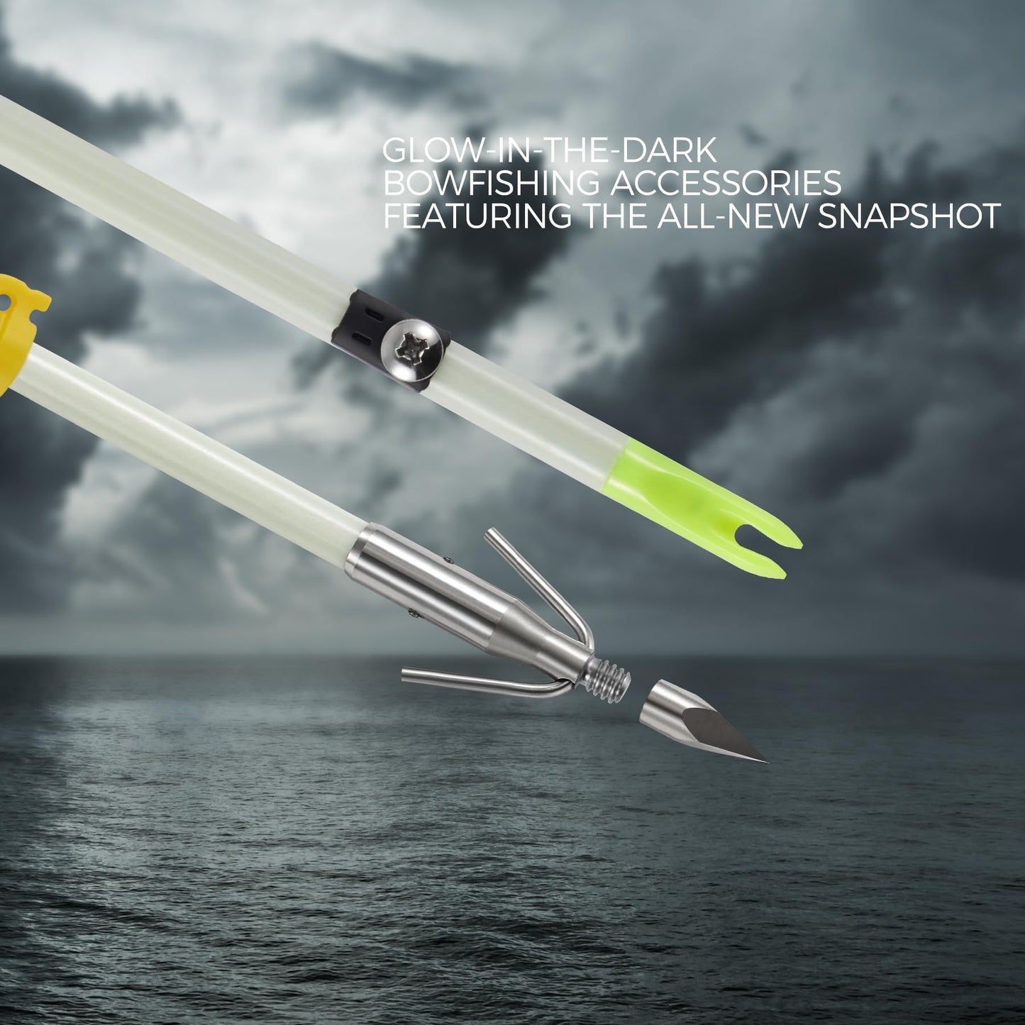 KEAUP 6 Pack 32 inch Bowfishing Arrows with Broadheads and Safty Slides Bow Fishing Arrow Luminous for Compound Bow Recurve Bow Fishing Hunting