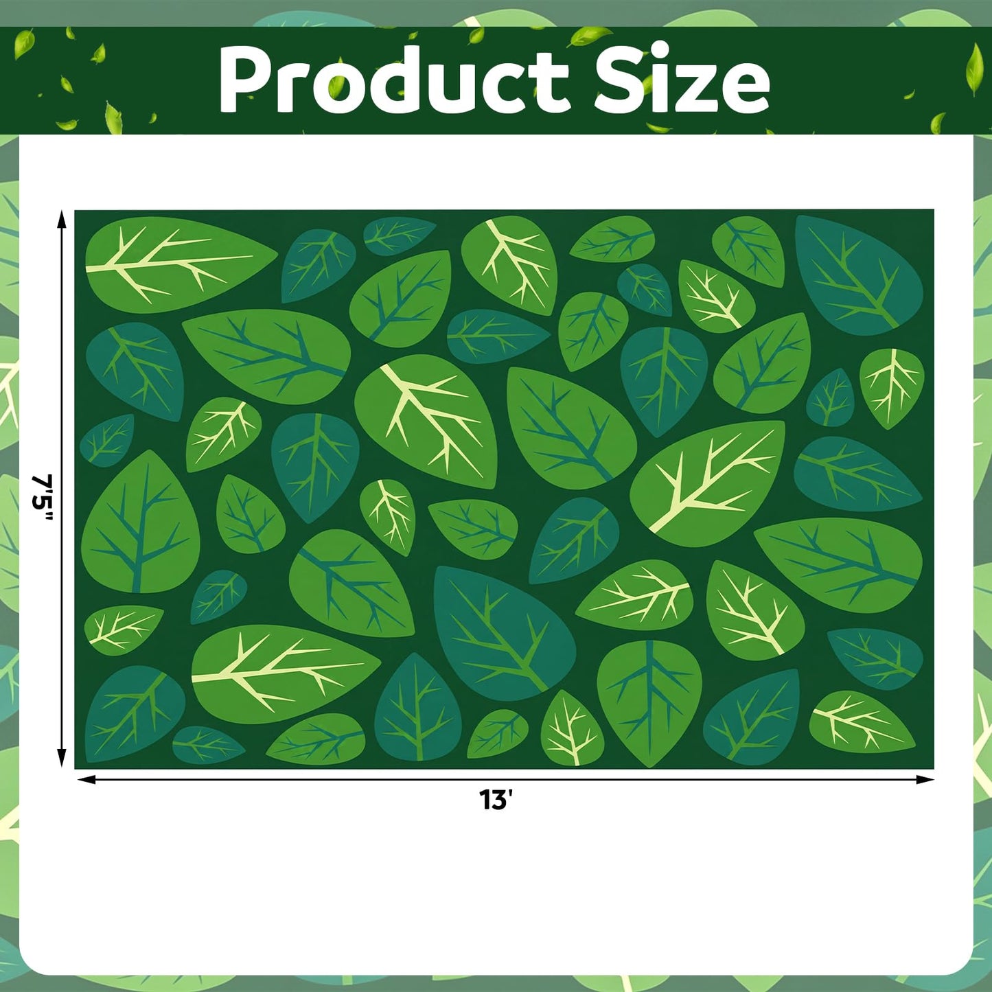 Frienda 13 x7.5 ft Large Classroom Rug for Back to School Decor Green Leaves Rug Non Slip Carpet Soft Nylon Learning Rugs for Reading Corner Circle Time School Classroom Decor
