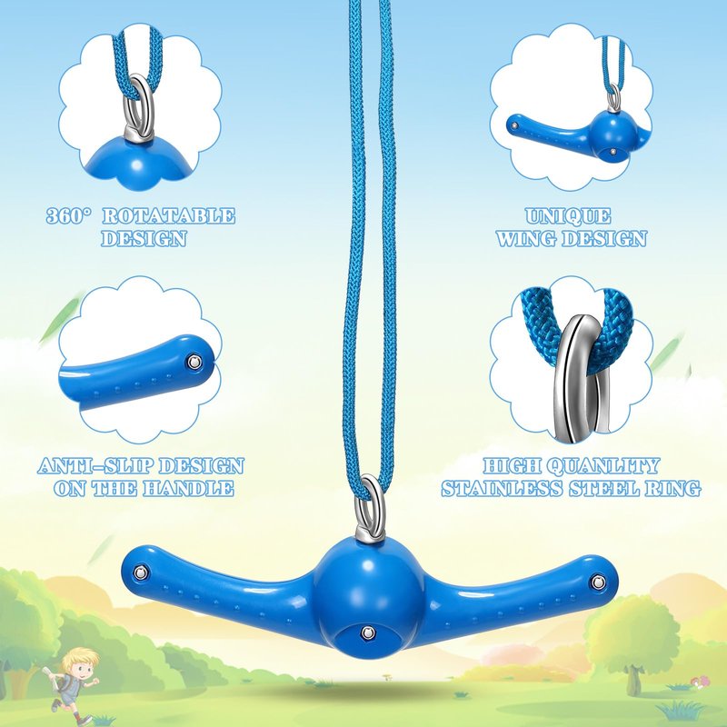 Hiboom 2 Pcs Twister Swing 360° Handle Ninja Accessories Set Adjustable Slackline Attachments Playground Toys Doorway Swing for Playground Backyard Training