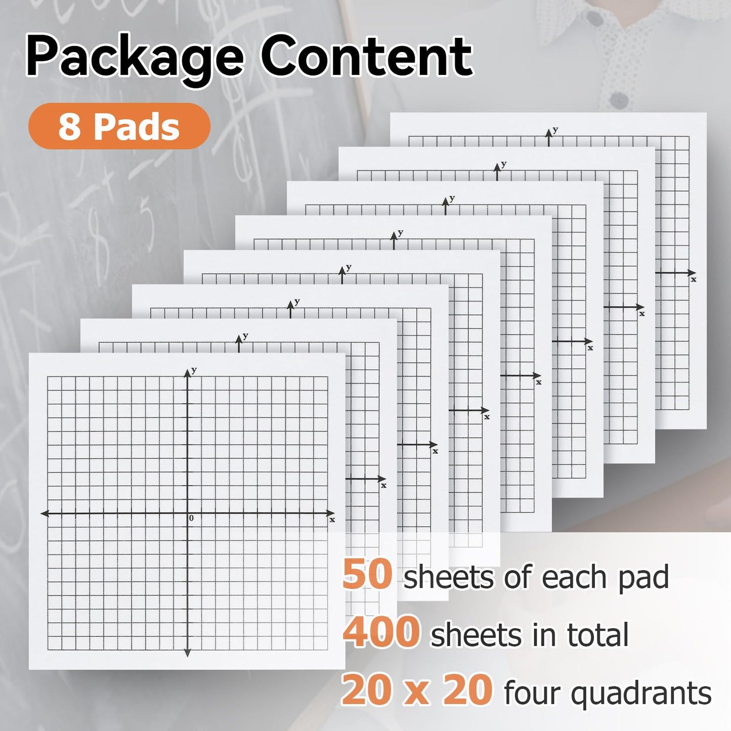 Graph Sticky Notes, 8 Pads, 3x3 Inch, Graph Paper Sticky Notes, Grid Sticky Notes, Coordinate Plane Sticky Notes for Office School Math Supplies