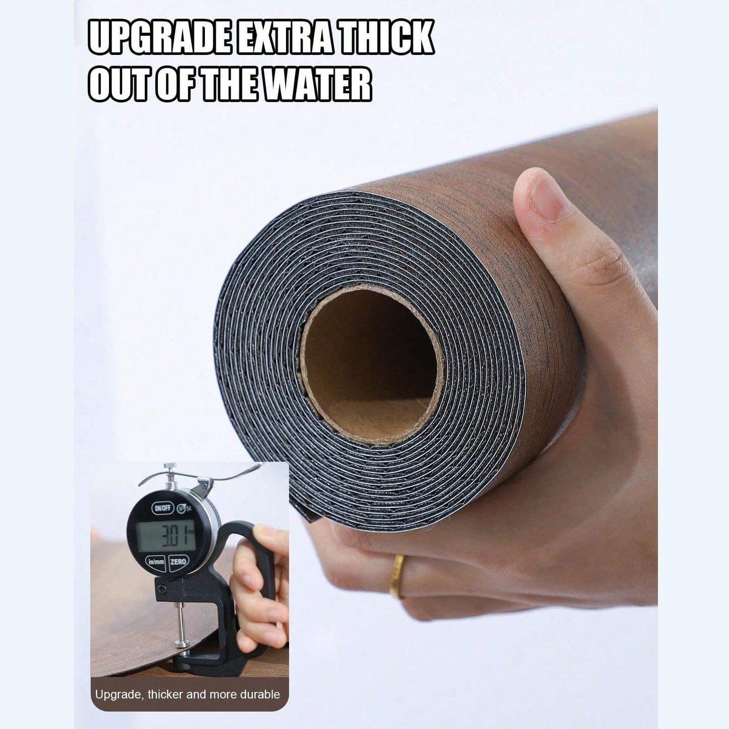 Luxury Thicken Wood Grain Peel and Stick Floor Tiles Self-Adhesive Vinyl Flooring Roll-DIY Easy for Wall and Floor,Hard Surface/Waterproof/Anti Slip (Brown Vinyl Flooring, 17.72 "W x 118" L)
