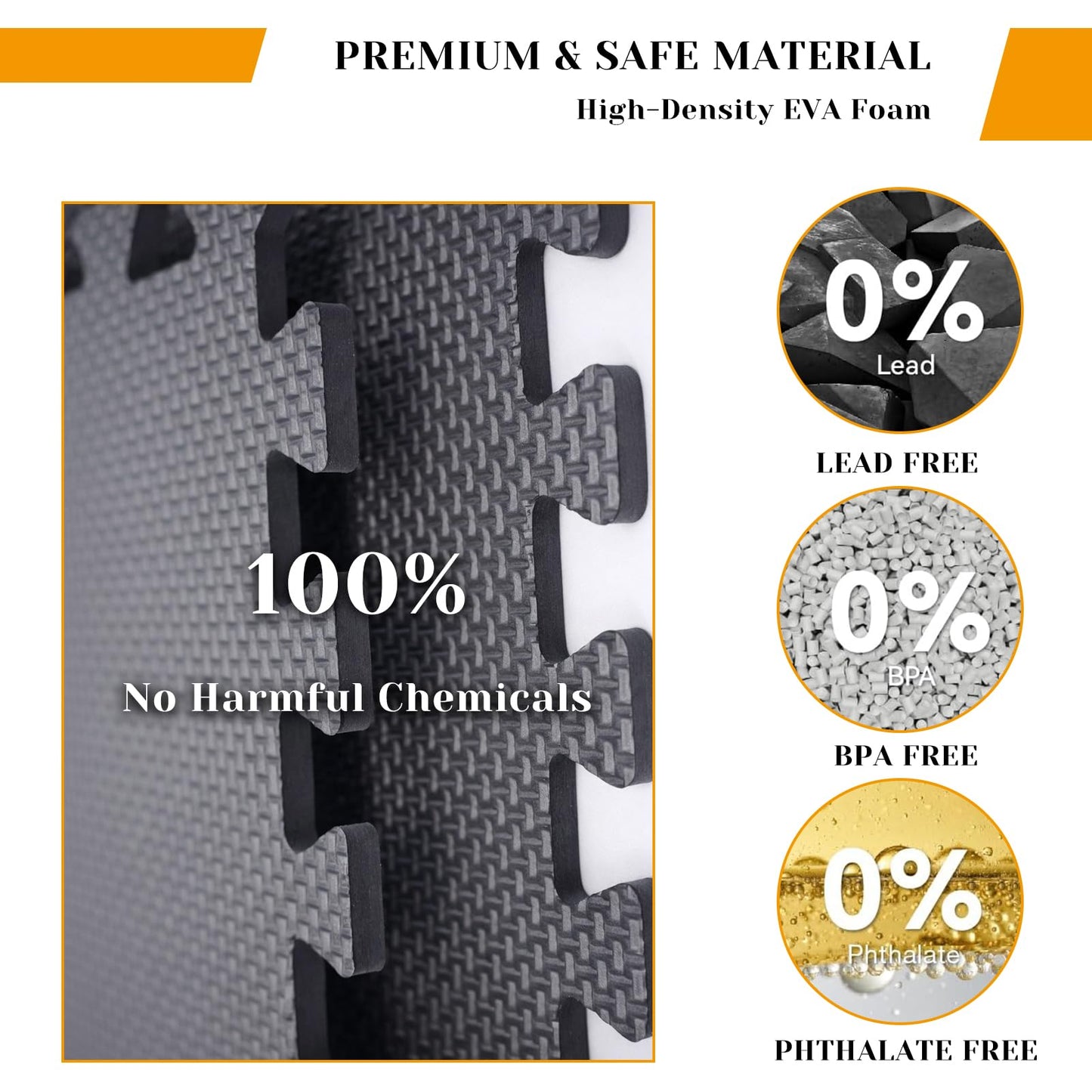18 Tiles Foam Squares Floor Mat for Home Gym, High-Density Interlocking Floor Tiles Gym Floor Mat for Gym-Equipments, Play Area, Yoga, Cardio, Weights, MMA(Black)