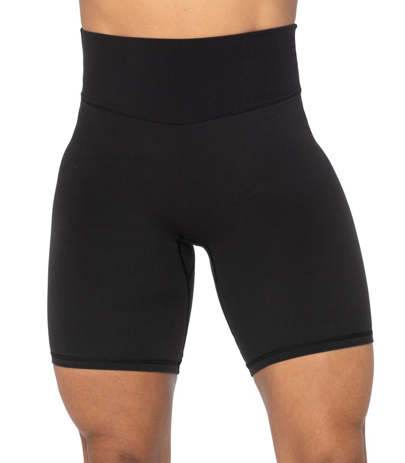 Sunzel 8" Waist Biker Shorts for Women No Front Seam Soft Yoga Workout Gym Bike Shorts Tummy Control Squat Proof Black