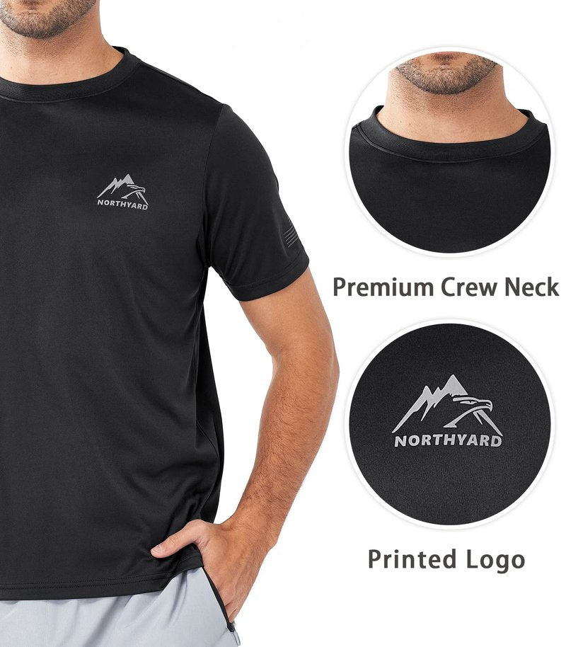 NORTHYARD Men's UPF 50+ Sun Protection Shirt Short Sleeve Swim Rash Guard SPF UV Athletic Workout Running T-Shirt Black XL
