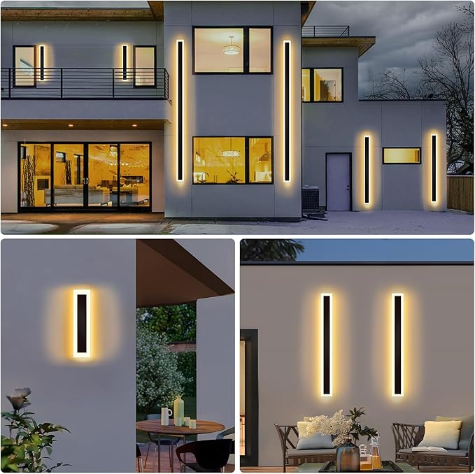 Modern - Outdoor - Lights 2 pack-47.28inch, 3000k Long Wall Led Light for House/Porch, Waterproof Ip65 Black Outside Led Wall Mounted Sconce Lighting Fixtures, 47.28in-2pack