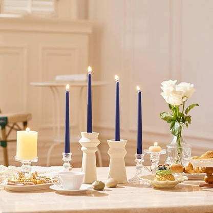 12-Inch Tall Dripless Taper Candles Set of 4 - Navy Blue Tapered Candles, Perfect for Wedding,Christmas - Smokeless, Unscented, Long Burning - Hand Poured, Colored Tall Candlesticks