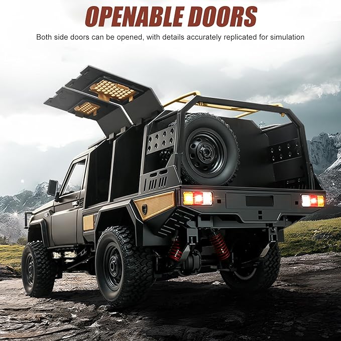 1/12 Scale RC Crawler MN-82S Remote Control Car 2.4GHz 4WD Off Road Rock Crawler Vehicle with Lights DIY Land Cruiser Pickup Truck Toy for Adults